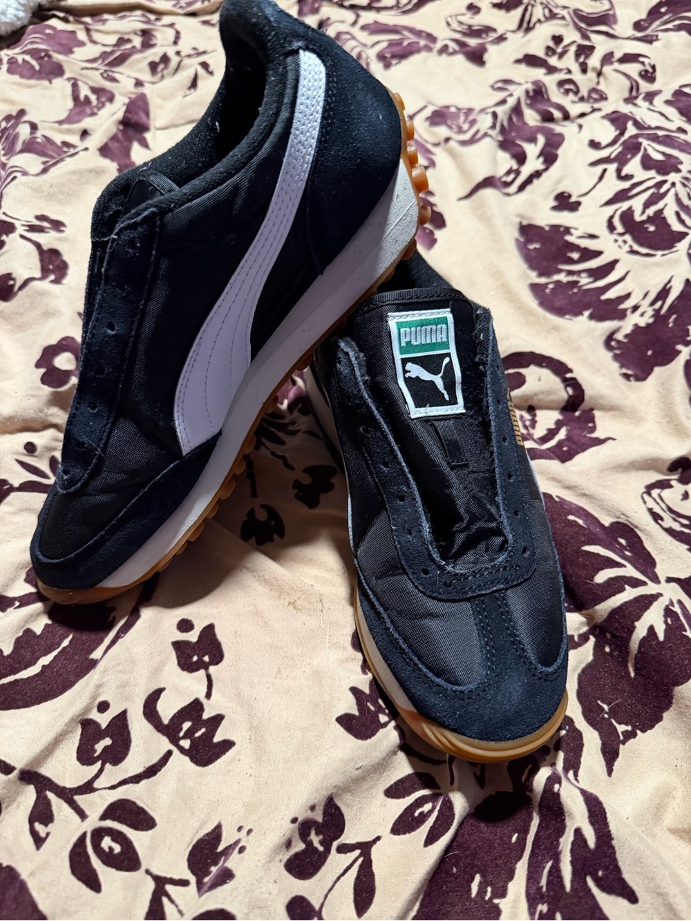 Puma Women’s Black Sneakers with White Formstrip and Gum Sole